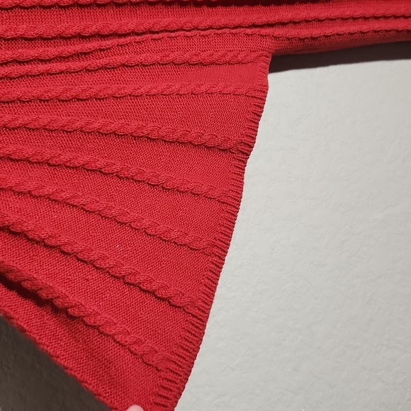 Style & Co Womens Sweater Size 3X Cable Knit Tunic Top Deep Red Shoet Sleeve - Picture 3 of 8